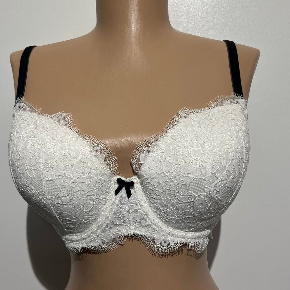 Victoria's Secret Women's White Black Dream Angels Lined Demi‎ Bra Size 32DDD